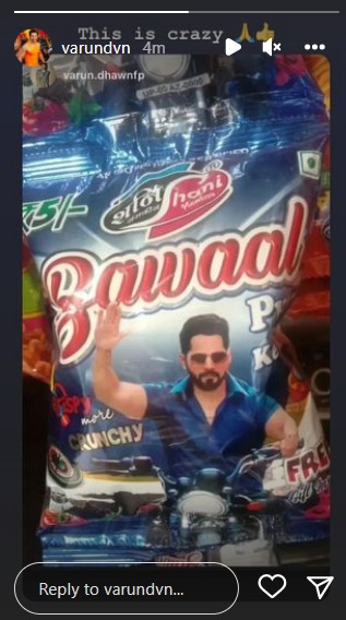 Varun Dhawan shares a picture of a chips' wrapper Varun Dhawan shares a picture of a chips' wrapper
