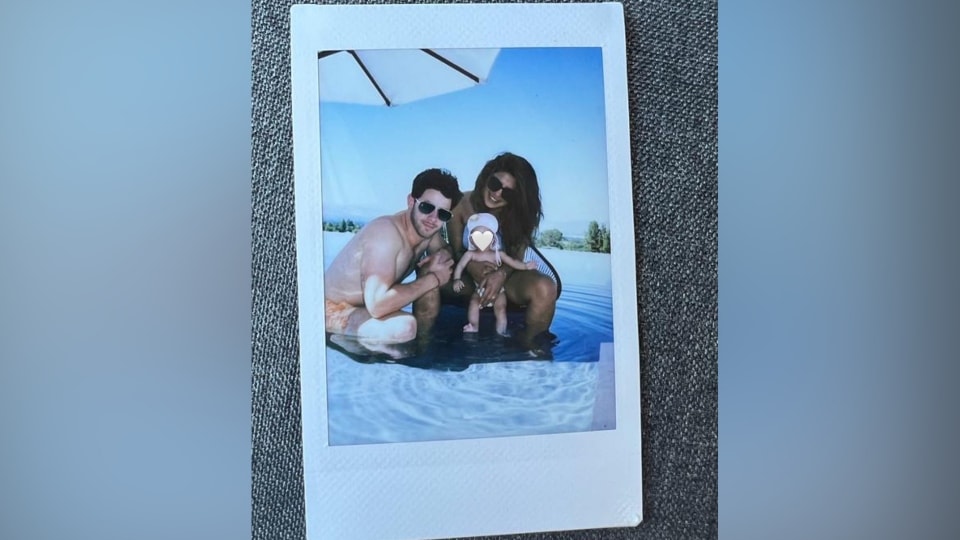 Priyanka Chopra, Nick Jonas and Malti enjoy by the pool.&nbsp;(Instagram)