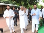Nitish Kumar with RJD leaders Tejashwi Yadav and his brother Tej Pratap. (HT Photo) Nitish Kumar with RJD leaders Tejashwi Yadav and his brother Tej Pratap. (HT Photo)