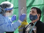 In the last 24 hours, India reported 12,751 new coronavirus infections, bringing the caseload to 4,41,74,650.(AP) In the last 24 hours, India reported 12,751 new coronavirus infections, bringing the caseload to 4,41,74,650.(AP)