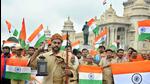 Postal employees take part in a Tiranga Yatra as part of the 'Har Ghar Tiranga' campaign as part of Azadi Ki Amrit Mahotsav, in Bengaluru on Monday. (ANI) Postal employees take part in a Tiranga Yatra as part of the 'Har Ghar Tiranga' campaign as part of Azadi Ki Amrit Mahotsav, in Bengaluru on Monday. (ANI)