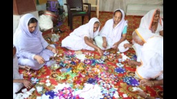 Widows with ‘rakhis’ prepared for the PM at an ashram in Vrindavan. (HT)