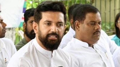 LJP (Ramvilas) president Chirag Paswan addresses press conference in Patna on Monday.&nbsp; ((Santosh Kumar/HT Photo))