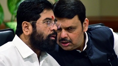 (File) Maharashtra chief minister Eknath Shinde in conversation with deputy chief minister Devendra Fadnavis. (ANI Photo) (File) Maharashtra chief minister Eknath Shinde in conversation with deputy chief minister Devendra Fadnavis. (ANI Photo)