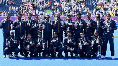 The Indian men's hockey team won silver medal at the Commonwealth Games in Birmingham. (Twitter/16Sreejesh) The Indian men's hockey team won silver medal at the Commonwealth Games in Birmingham. (Twitter/16Sreejesh)
