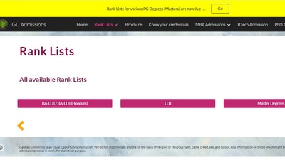 Gauhati University Admission: GU starts releasing merit lists for PG courses (admissions.gauhati.ac.in) Gauhati University Admission: GU starts releasing merit lists for PG courses (admissions.gauhati.ac.in)