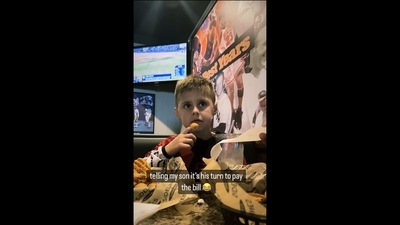 The image, taken from the viral video posted on Instagram, shows a kid enjoying his meal. (Instagram/@dereklipp) The image, taken from the viral video posted on Instagram, shows a kid enjoying his meal. (Instagram/@dereklipp)