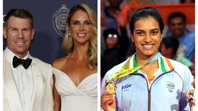 David Warner and wife congratulated PV Sindhu David Warner and wife congratulated PV Sindhu