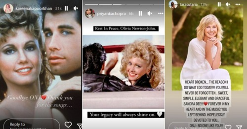 Kareena Kapoor, Priyanka Chopra and Tara Sutaria remember Olivia Newton-John.