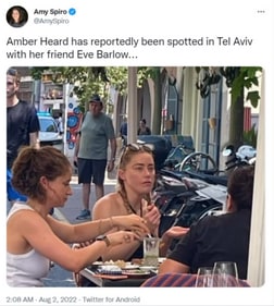 Amber Heard seen with Eve Barlow in Israel. Amber Heard seen with Eve Barlow in Israel.