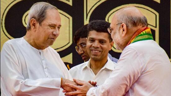 Union home minister Amit Shah greets Odisha chief minister Naveen Patnaik during an event for celebration of the 75th anniversary of the newspaper 'Prajatantra' in Cuttack on Monday (PTI File) Union home minister Amit Shah greets Odisha chief minister Naveen Patnaik during an event for celebration of the 75th anniversary of the newspaper 'Prajatantra' in Cuttack on Monday (PTI File)