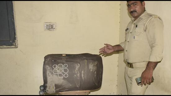 The trolley bag that was used by the woman to dispose of the body on Monday. (Sakib Ali/ HT)