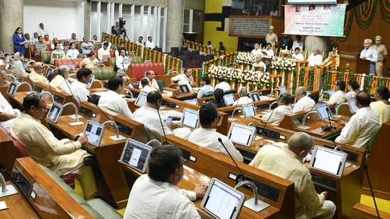 Haryana Chief Minister Manohar Lal Khattar on Monday launching the national e-Vidhan Application (NEVA) on the tablets in Haryana State Assembly.(Twitter/@mlkhattar) Haryana Chief Minister Manohar Lal Khattar on Monday launching the national e-Vidhan Application (NEVA) on the tablets in Haryana State Assembly.(Twitter/@mlkhattar)