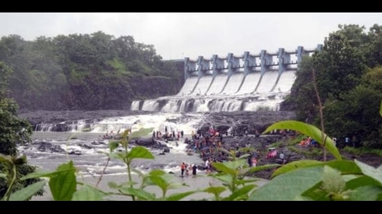 Water level at Barvi Dam rises to 91% after good rainfall in August first week. (HT FILE PHOTO)