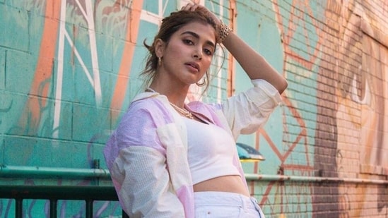 Pooja Hegde is a 'whole vibe' in crop top and denim shorts with mismatched sneakers for New York outing&nbsp;(Instagram)