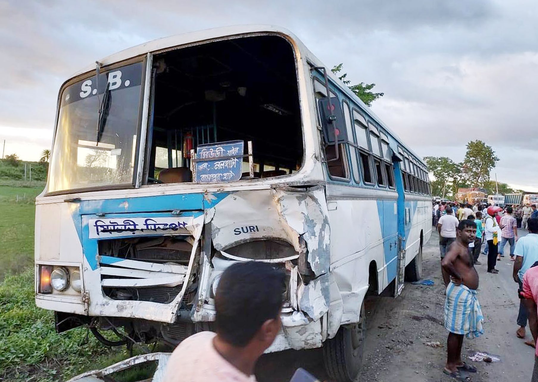 Nine people killed in auto and bus collision in Mallarpur police station area of Birbhum district on Tuesday.&nbsp; (ANI Photo)