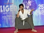 Vijay Deverakonda during a promotional event for Liger in Patna. (Hindustan Times)