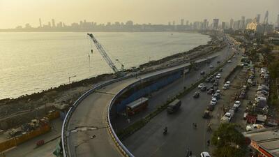 Mumbai, India - February 12, 2022: Aerial view of Coastal Road Project work in progress at Marine Drive, in Mumbai, India, on Saturday, February 12, 2022. (Photo by Anshuman Poyrekar/Hindustan Times) (Anshuman Poyrekar/HT PHOTO) Mumbai, India - February 12, 2022: Aerial view of Coastal Road Project work in progress at Marine Drive, in Mumbai, India, on Saturday, February 12, 2022. (Photo by Anshuman Poyrekar/Hindustan Times) (Anshuman Poyrekar/HT PHOTO)