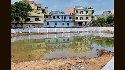 The pond in Sarangpur village, Chandigarh, which was revived by the administration.