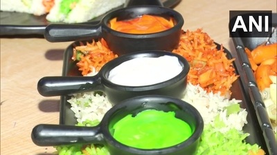 Dish prepared with a touch of Indian flag's tricolour. (ANI) Dish prepared with a touch of Indian flag's tricolour. (ANI)