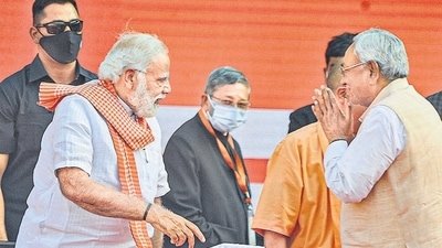 Prime Minister Narendra Modi with Bihar chief minister Nitish Kumar, in Lucknow on March 25. (PTI) Prime Minister Narendra Modi with Bihar chief minister Nitish Kumar, in Lucknow on March 25. (PTI)