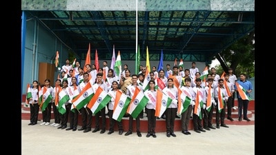 Investiture ceremony underway at MPVM on Wednesday. (HT Photo)