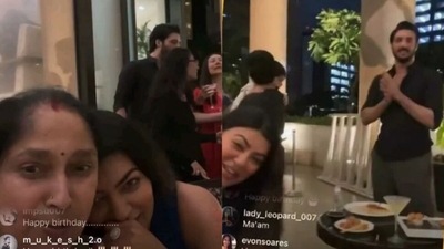 Sushmita Sen partied with her ex-boyfriend Rohman Shawl. Sushmita Sen partied with her ex-boyfriend Rohman Shawl.