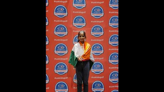Nine-year-old Ojaswini trains at Mohali Golf Range.