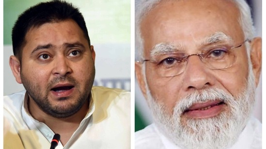 Bihar deputy chief minister Tejashwi Yadav (left) and Prime Minister Narendra Modi (right)..&nbsp;