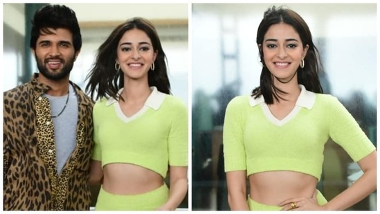 Liger actors Vijay Deverakonda and Ananya Panday were spotted by the paparazzi as they arrive at their interview venue.(Instagram)