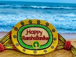Raksha Bandhan 2022: This is the huge rakhi made by Odisha sand artist Sudarsan Pattnaik.&nbsp;