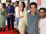 Aamir Khan at the Laal Singh Chaddha premiere with Kiran Rao, Junaid Khan, Ira Khan, Kareena Kapoor and Saif Ali Khan. Aamir Khan at the Laal Singh Chaddha premiere with Kiran Rao, Junaid Khan, Ira Khan, Kareena Kapoor and Saif Ali Khan.