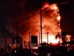 The massive fire breaks out at a hotel in Gujarat's Jamnagar on Thursday evening. The massive fire breaks out at a hotel in Gujarat's Jamnagar on Thursday evening.