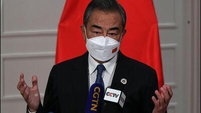Chinese foreign minister Wang Yi speaks during a press conference on the sidelines of the East Asia Summit Foreign Ministers' Meeting in Phnom Penh on August 5, 2022. (AFP) Chinese foreign minister Wang Yi speaks during a press conference on the sidelines of the East Asia Summit Foreign Ministers' Meeting in Phnom Penh on August 5, 2022. (AFP)