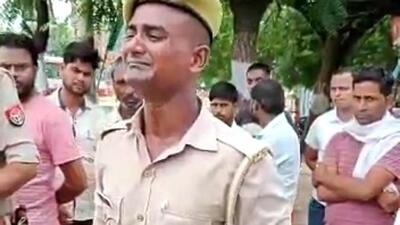 In the clip that surfaced on social media on Wednesday, constable Manoj Kumar was seen staging a protest with a plate of food and complaining that the quality is so bad that “even animals cannot eat”. In the clip that surfaced on social media on Wednesday, constable Manoj Kumar was seen staging a protest with a plate of food and complaining that the quality is so bad that “even animals cannot eat”.