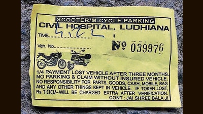 Manual receipts of civil hospital’s parking lot were being issued to the visitors at Ludhiana mini-secretariat, even though the contract makes it mandatory to issue computerised receipts (through e-ticketing machines) with the parking fee mentioned on the same). (HT PHOTO)
