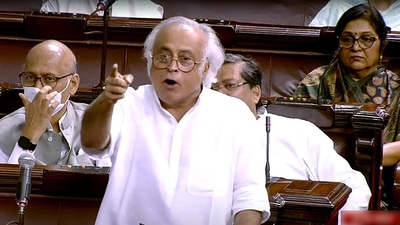 Congress MP Jairam Ramesh speaks in Rajya Sabha during the Monsoon Session of Parliament. (ANI Photo/ SansadTV) (ANI) Congress MP Jairam Ramesh speaks in Rajya Sabha during the Monsoon Session of Parliament. (ANI Photo/ SansadTV) (ANI)