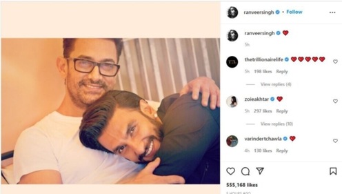 Ranveer posted the photo in which the duo smiled for the camera.