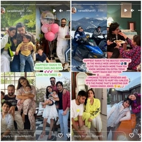 Sara Ali Khan wishes brothers Ibrahim, Taimur, and Jeh on Raksha Bandhan. Sara Ali Khan wishes brothers Ibrahim, Taimur, and Jeh on Raksha Bandhan.