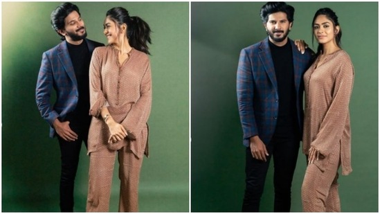 Mrunal Thakur and Dulquer Salmaan earlier celebrated the success of their film Sita Ramam in stylish yet comfy outfits.&nbsp;(Instagram/@mrunalthakur)