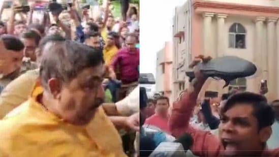 In a video shared by news agency ANI, a large number of people were seen gathered in front of the special court which remanded him in 10-day custody of the CBI.