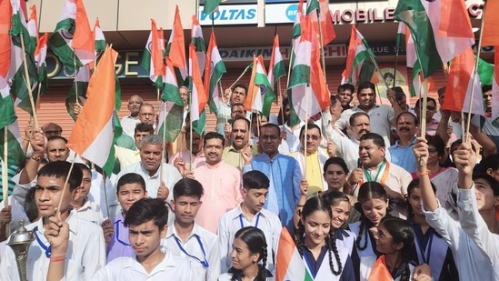 Glimpse of a Tiranga Yatra from Uttarakhand's Haldwani.(Twitter)