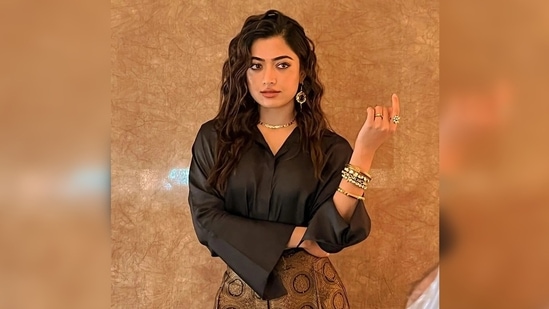 Rashmika Mandanna picked this elegant contemporary ethnic look from the clothing house of designer Payal Khandwala.(Instagram/@nehasarkar04)