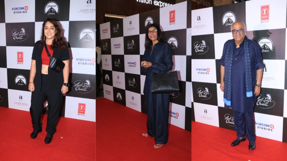 Ira Khan, Sushmita Sen and Boney Kapoor at the screening of Laal Singh Chaddha.