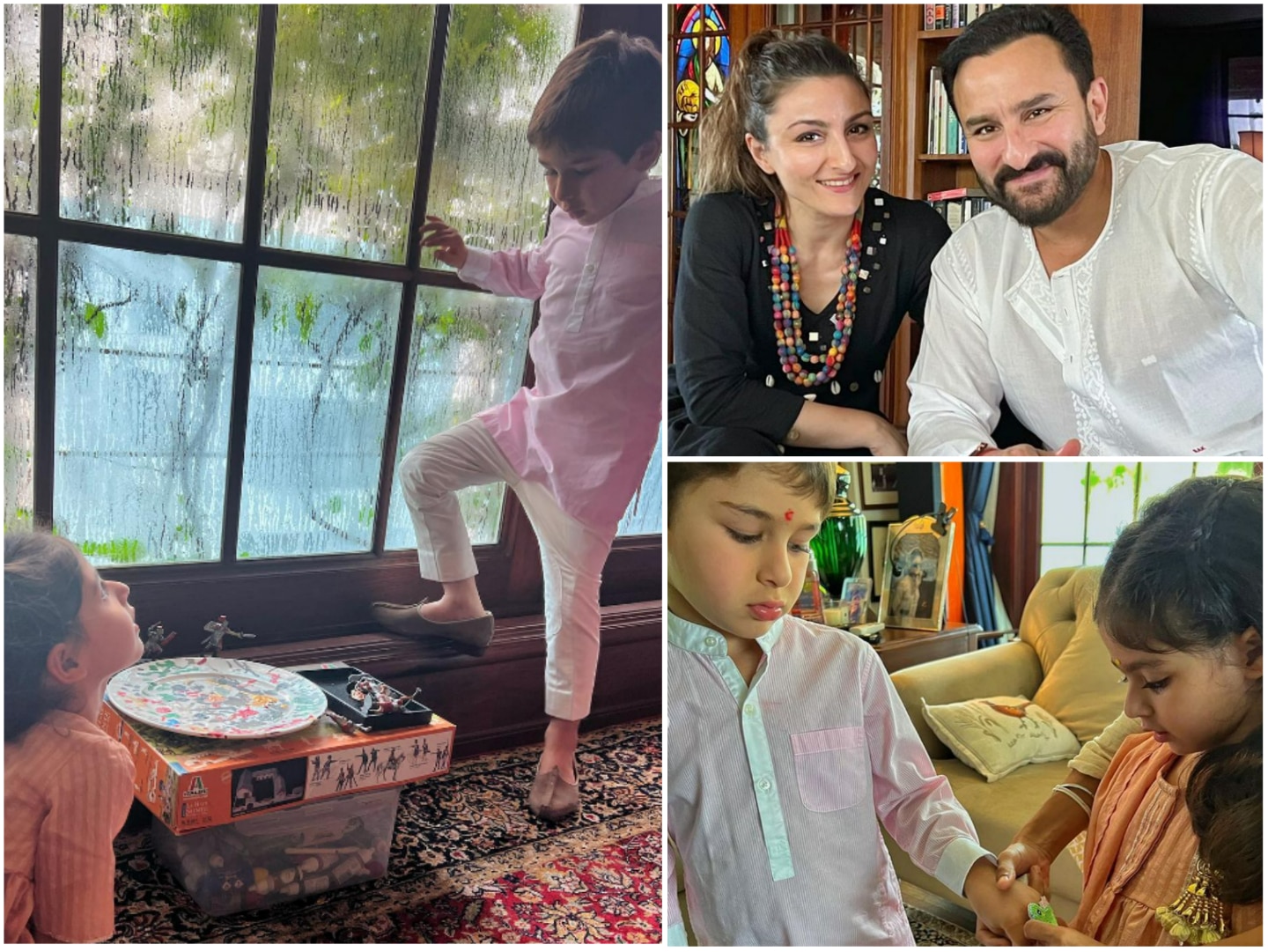 Soha Ali Khan shares pictures of Taimur, Jeh, Inaaya and Saif Ali Khan on Raksha Bandhan.