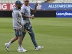 England's captain Ben Stokes, right, talks to coach Brendon McCullum England's captain Ben Stokes, right, talks to coach Brendon McCullum 