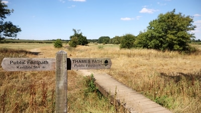 The dried out river bed is seen at the head of the River Thames, in Kemble. (AFP) The dried out river bed is seen at the head of the River Thames, in Kemble. (AFP)