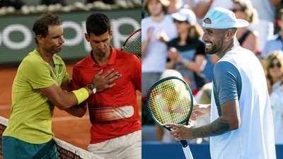 Rafael Nadal with Novak Djokovic; Nick Kyrgios Rafael Nadal with Novak Djokovic; Nick Kyrgios