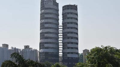 The Supertech towers were ordered to be demolished by the Supreme Court on August 31 last year on a petition filed by Supertech Emerald Court Apartment Owners’ Association. (Sunil Ghosh/HT Photo) The Supertech towers were ordered to be demolished by the Supreme Court on August 31 last year on a petition filed by Supertech Emerald Court Apartment Owners’ Association. (Sunil Ghosh/HT Photo)