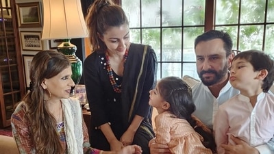 Saba Ali Khan, Soha Ali Khan, Saif Ali Khan, Inaaya and Taimur on Raksha Bandhan. Saba Ali Khan, Soha Ali Khan, Saif Ali Khan, Inaaya and Taimur on Raksha Bandhan. 
